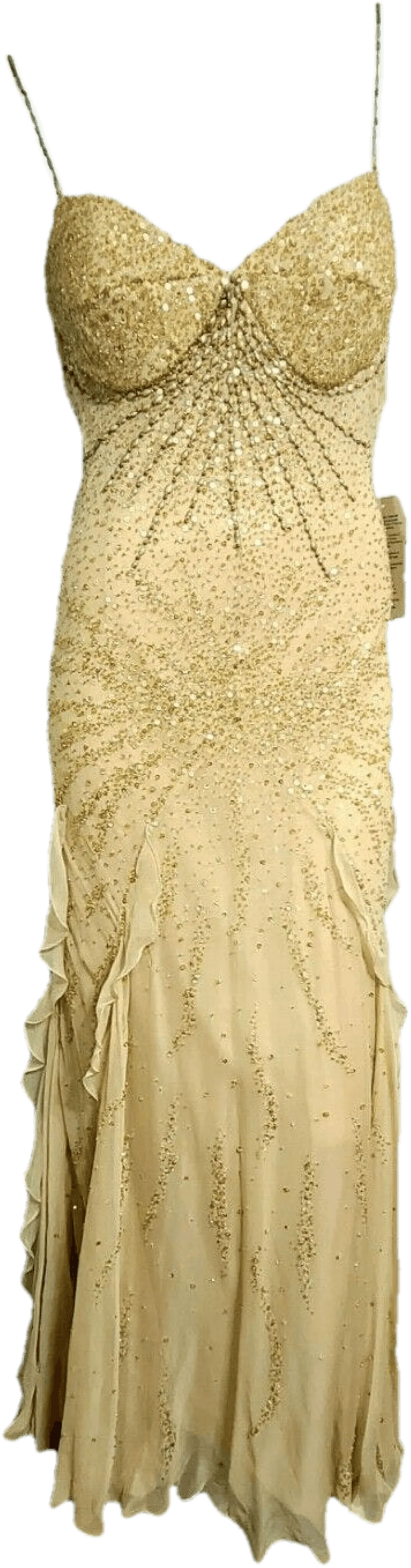 00's Shimmery Gold and Sequin Gown by Diane Freis