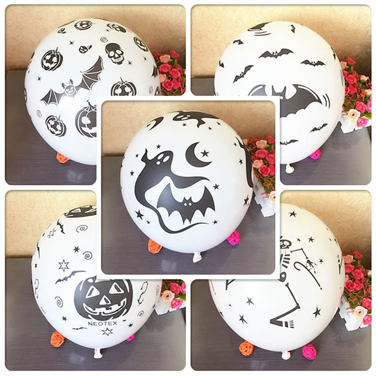 100pcs Pumpkin Halloween Xmas Christmas Gifts Decoration Thickened Full Flower Printing Rubber Balloons Festival Ghost