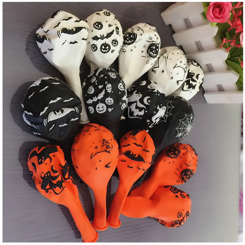 100pcs Pumpkin Halloween Xmas Christmas Gifts Decoration Thickened Full Flower Printing Rubber Balloons Festival Ghost