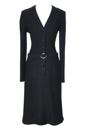 1970s Black Valentino Boutique Vintage Ribbed Knit Dress