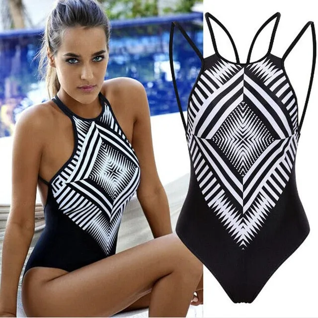 2021 Summer Fashion Women's One Piece Push Up Bikini Swimsuit Sizes S - 2XL