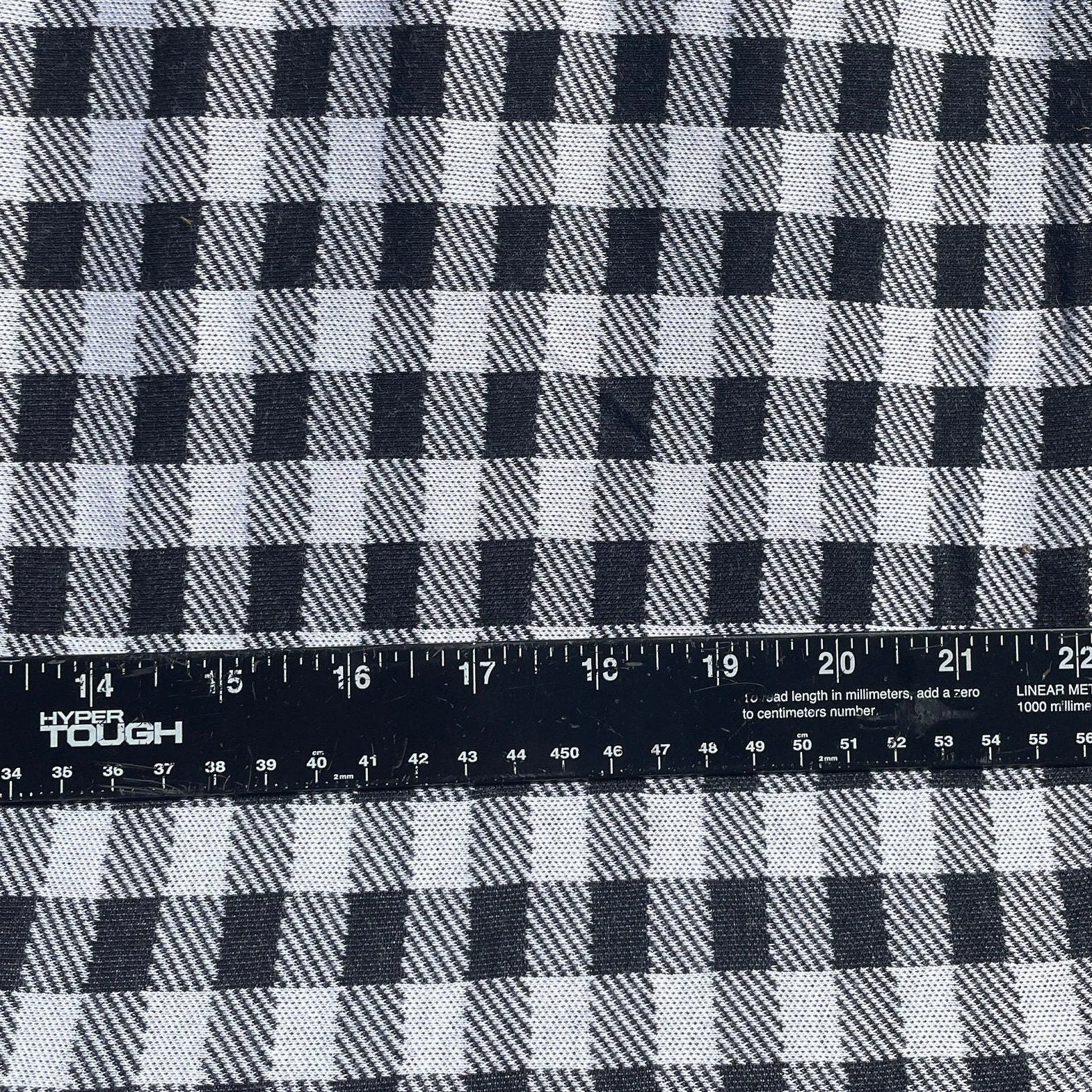 58" French Terry 100% Cotton 10 OZ Black White Flannel Gingham Checkered Knit Fabric By the Yard