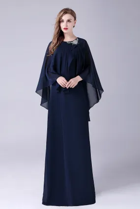 A-Line Scoop Neck Floor-Length Chiffon Mother of the Bride Dress