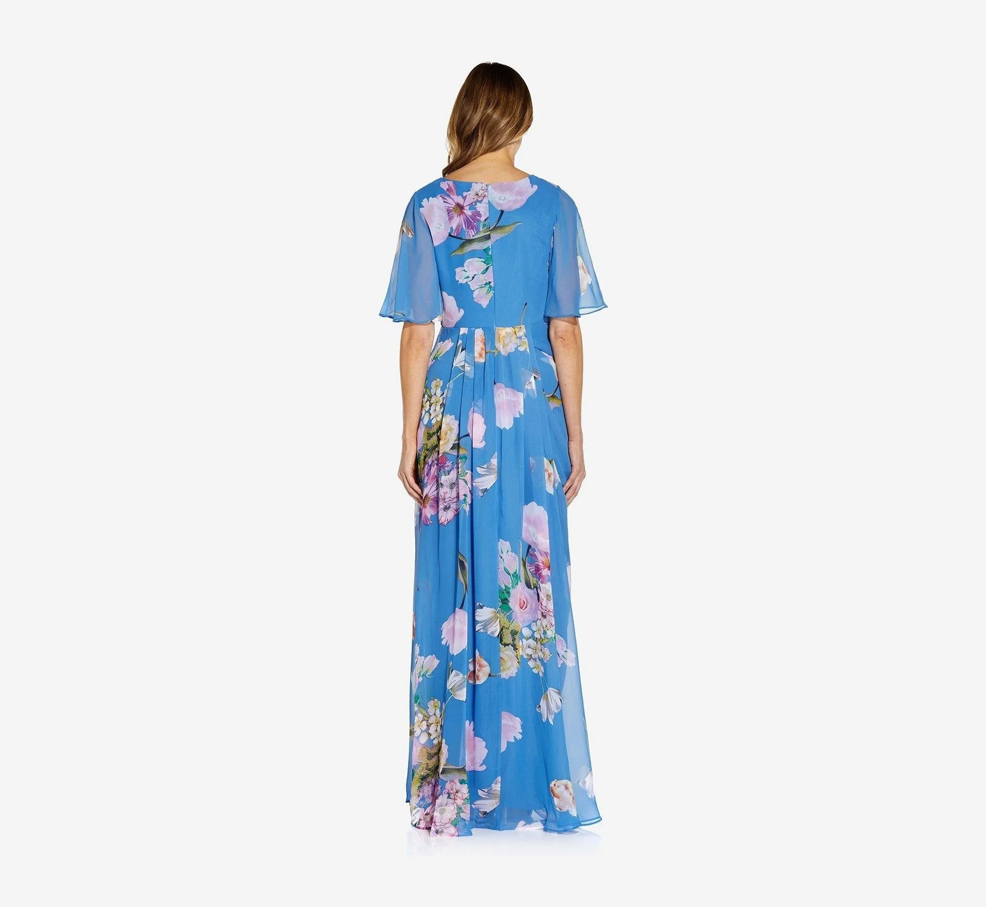 Adrianna Papell AP1E207802 Long Floral Chiffon Dress