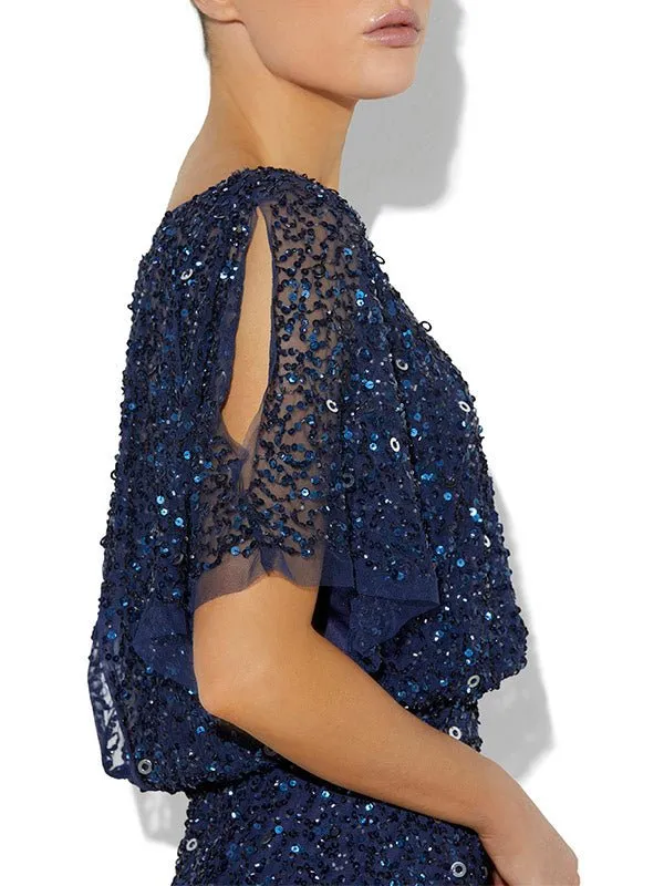 Alinda Navy Hand Beaded Dress