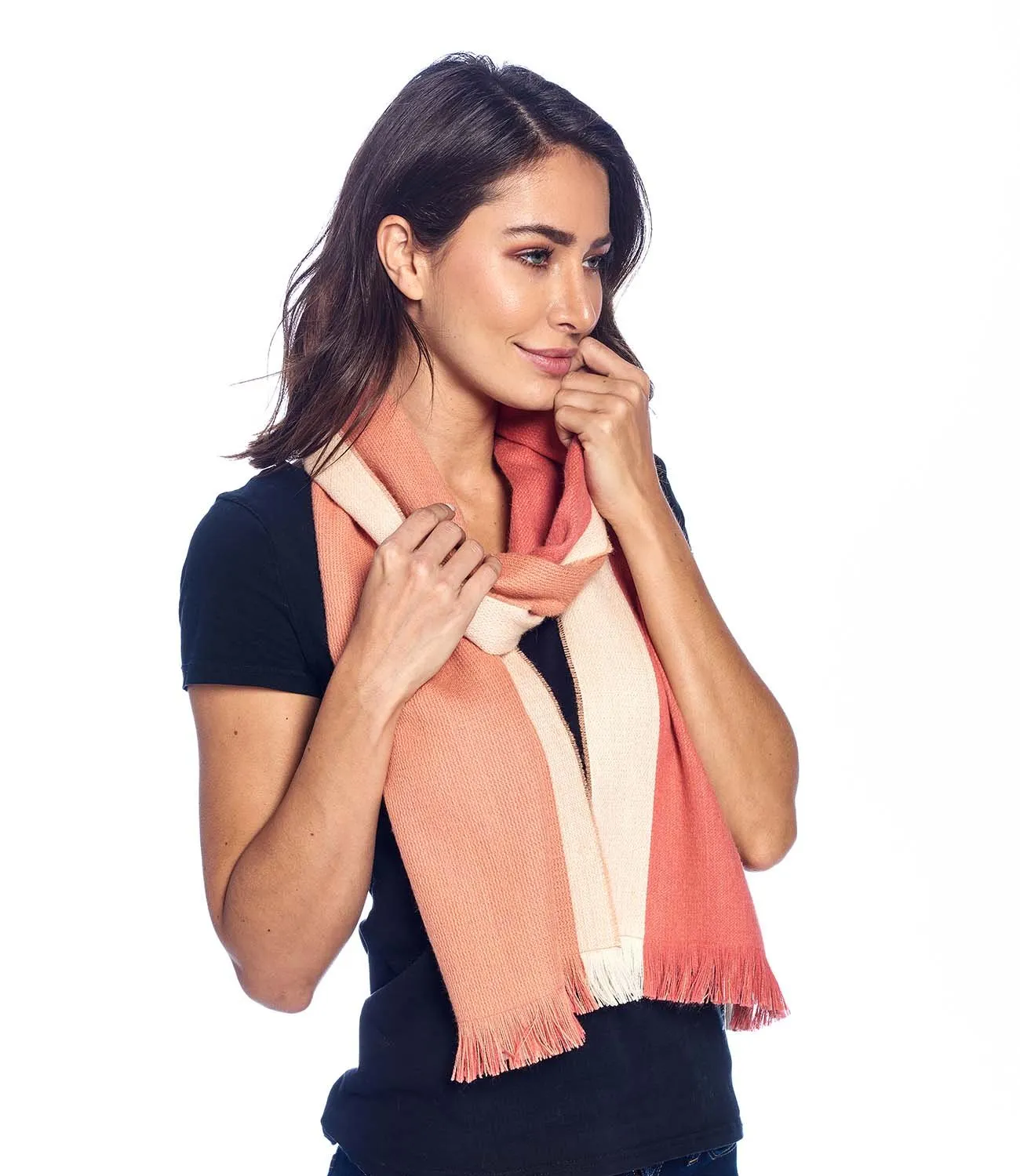 Alpaca Scarf Reversible - Peach Bloom