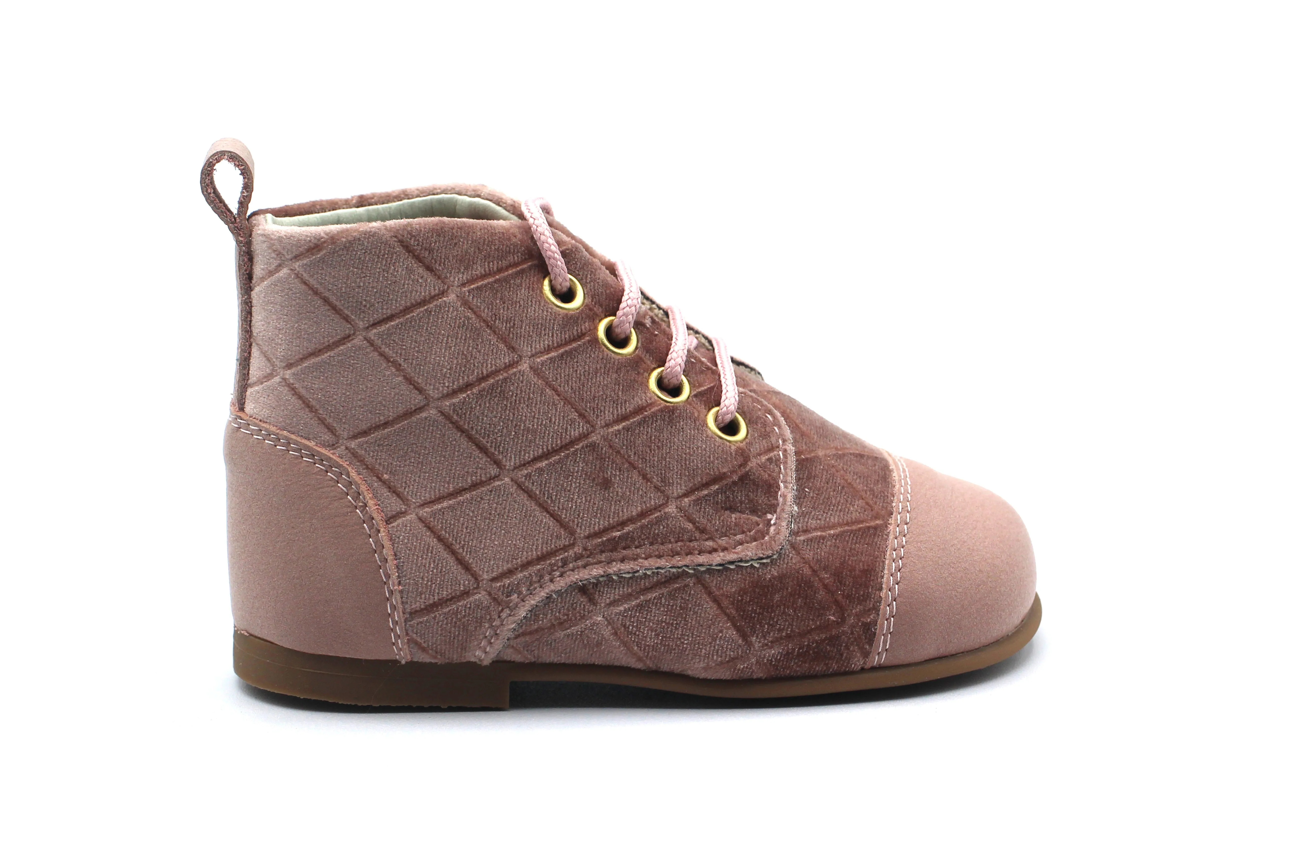 Andanines Pink Velvet Quilt Bootie