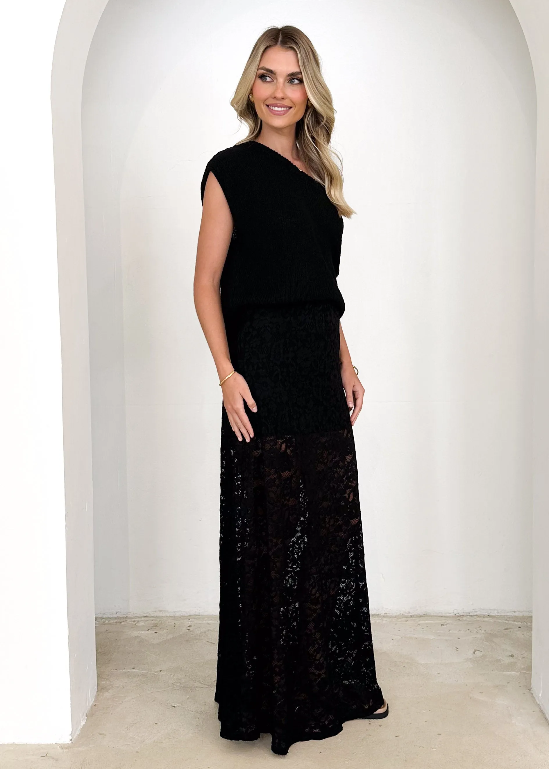 Anita Maxi Skirt - Black Lace