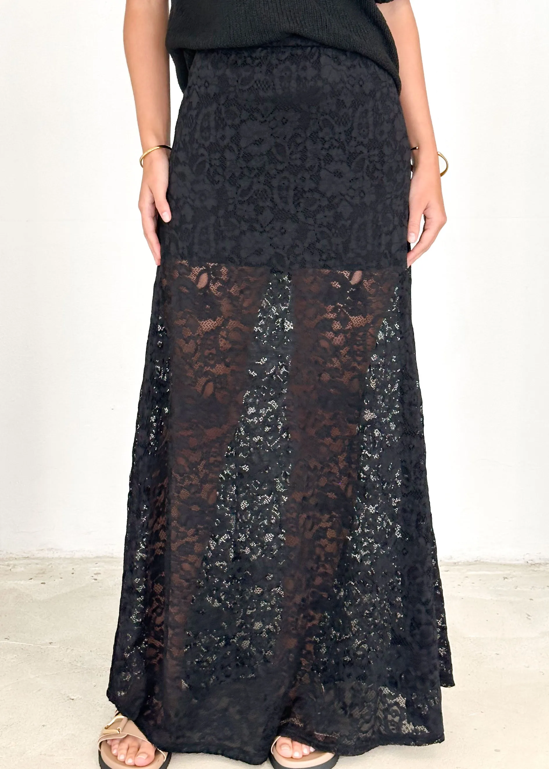 Anita Maxi Skirt - Black Lace