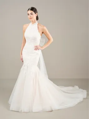 Applique Halter Mermaid Bridal Gown by Adrianna Papell 31284