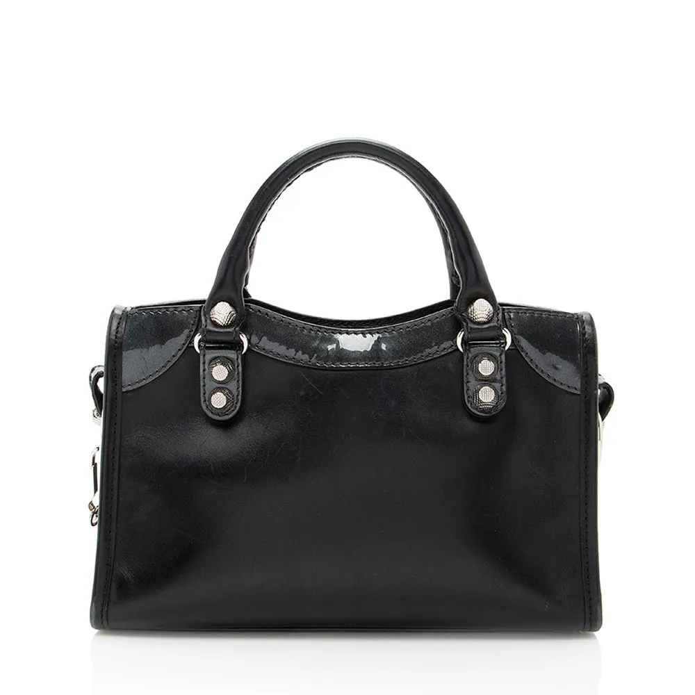 Balenciaga Patent Matte Calfskin Metal Edge City Mini Satchel - FINAL SALE (SHF-17574)