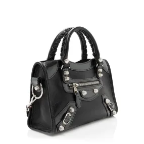 Balenciaga Patent Matte Calfskin Metal Edge City Mini Satchel - FINAL SALE (SHF-17574)