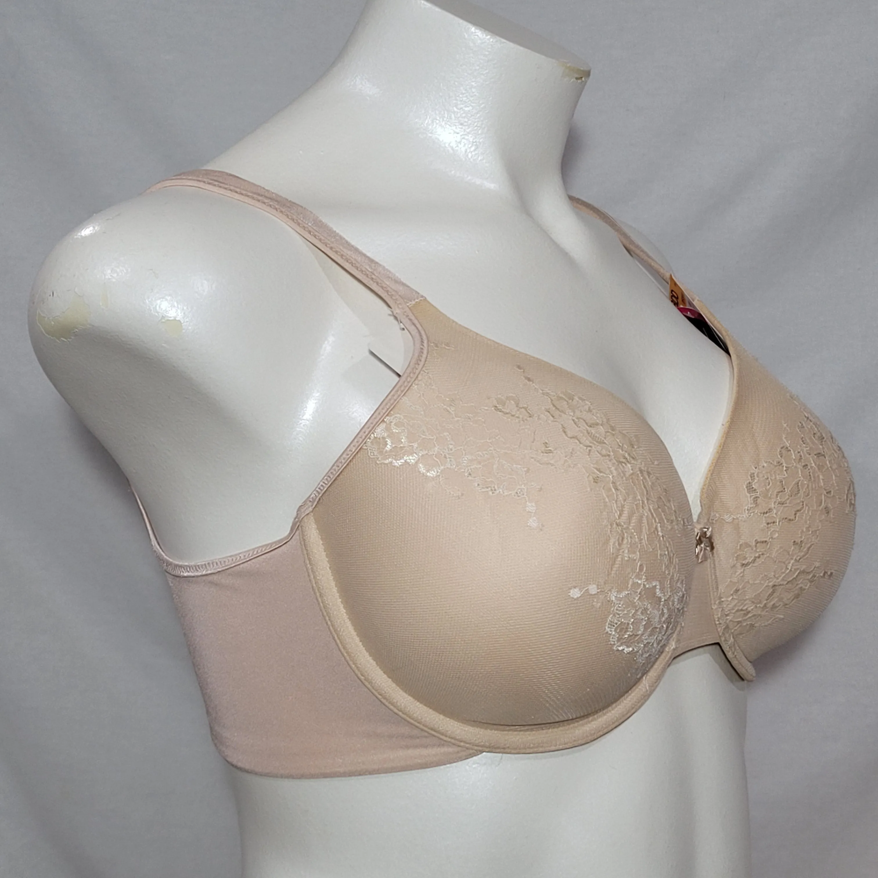 Bali DFD653 Lace Desire Full Coverage Underwire Bra 42D Nude NWT