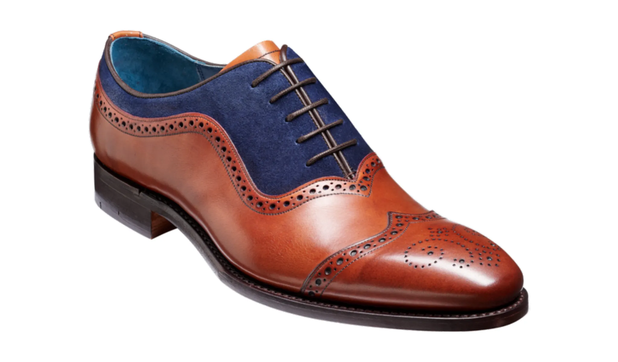 Barker Men's Nicholas Antique Rosewood Brogue Navy Vamp