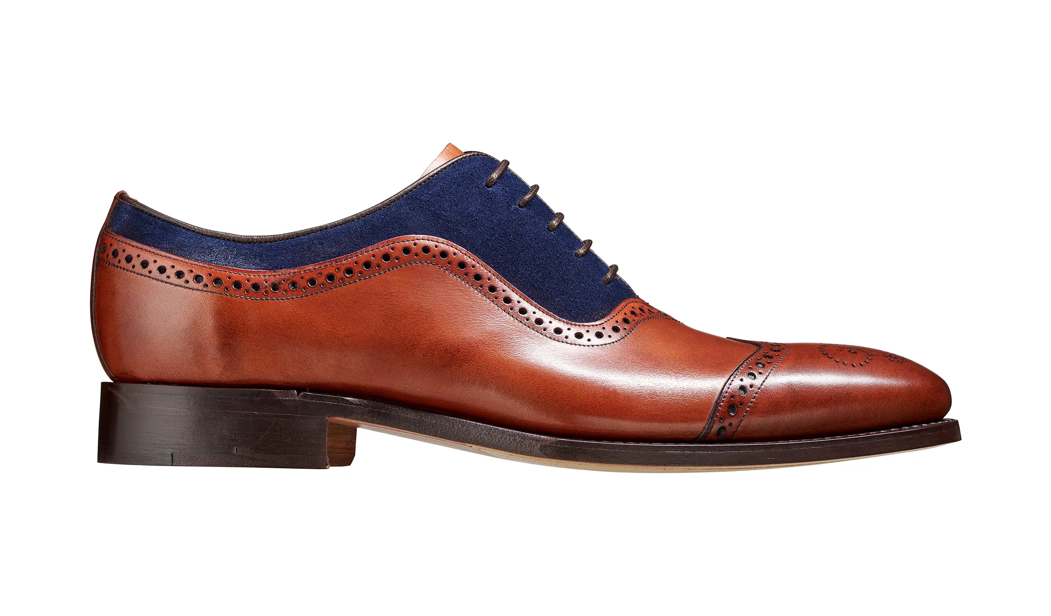 Barker Men's Nicholas Antique Rosewood Brogue Navy Vamp