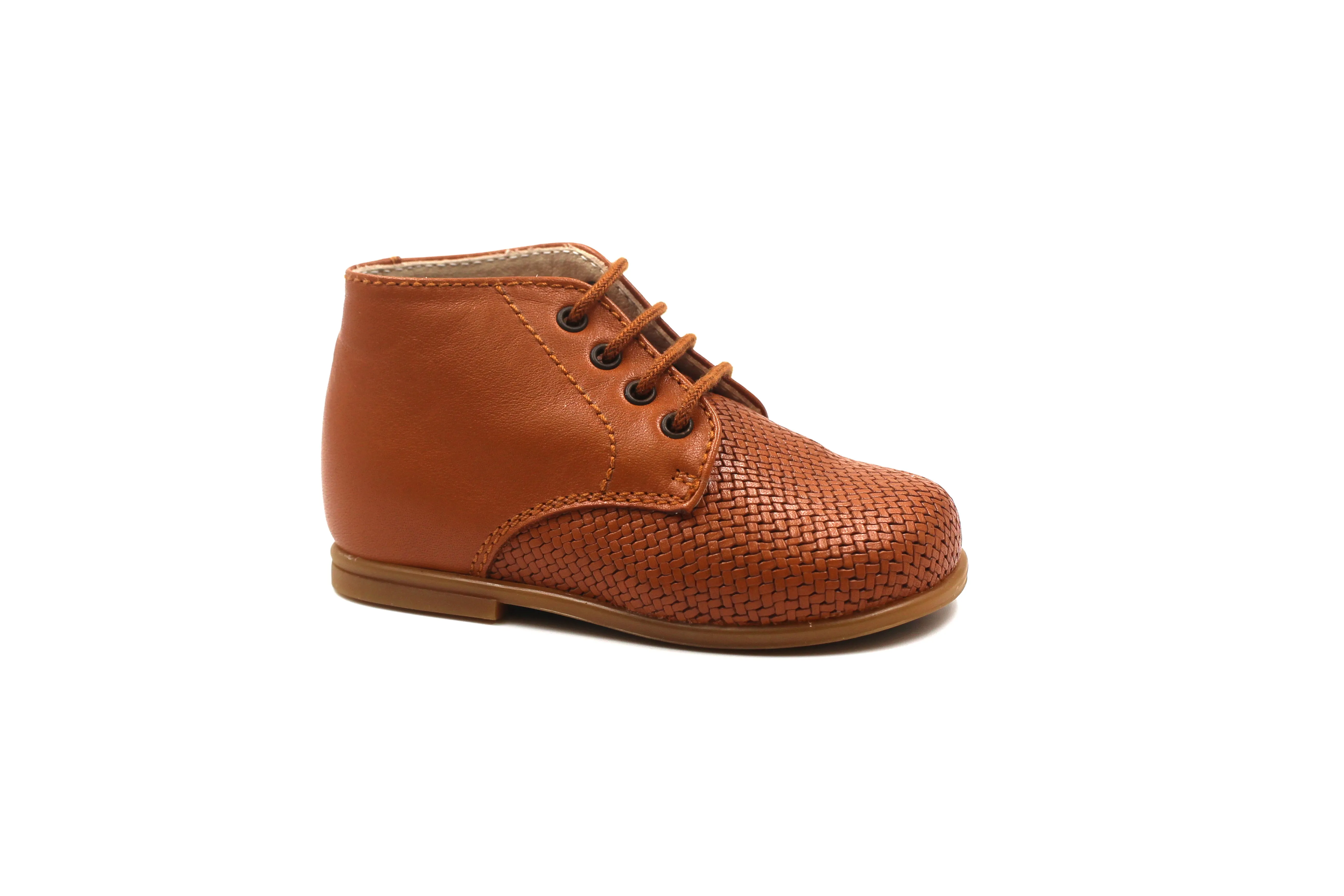 Beberlis Brown Weaved Lace-up Baby Bootie