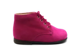 Beberlis Suede Raspberry Lace Up Baby Bootie