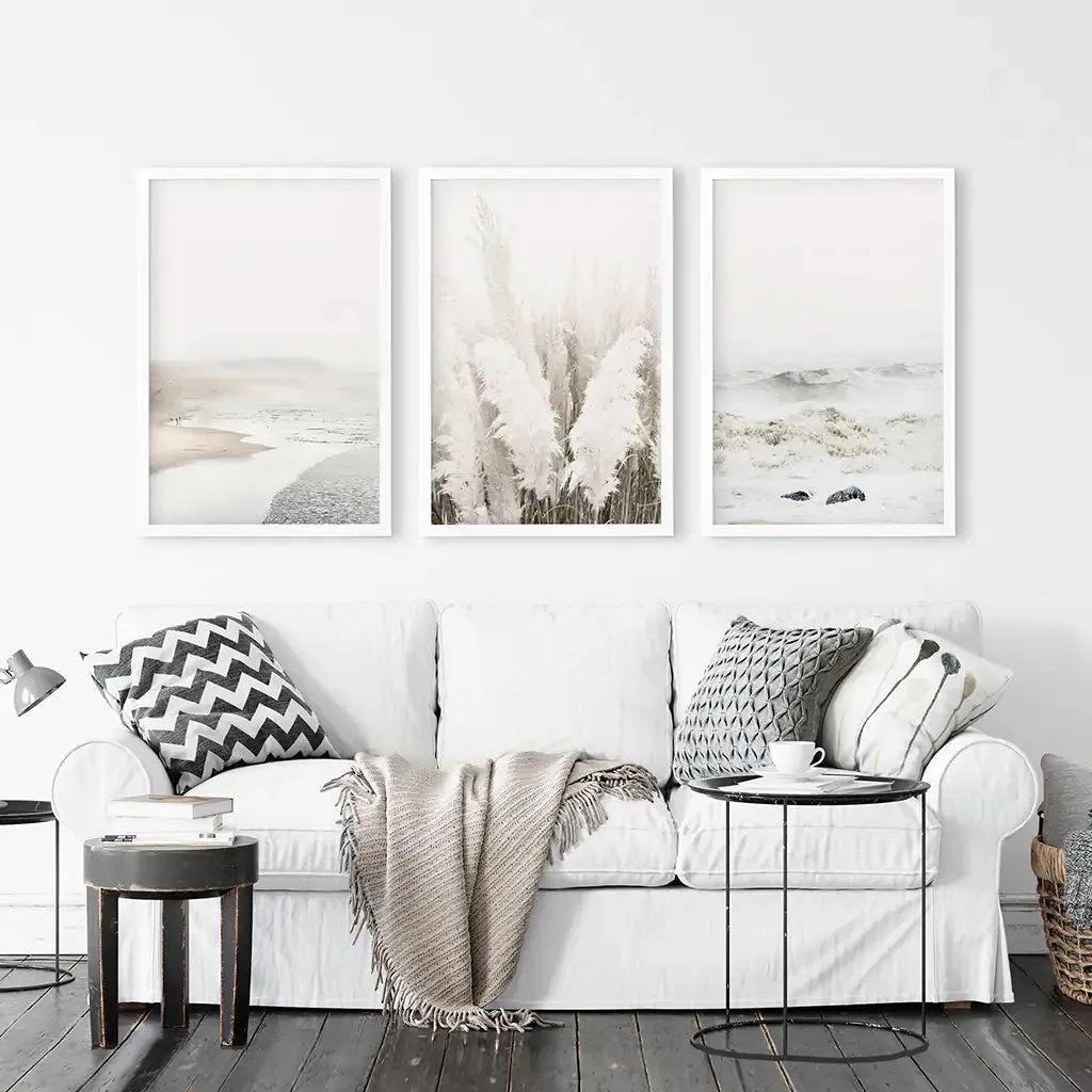 Beige Boho Beach Wall Art. Set of 3 Prints