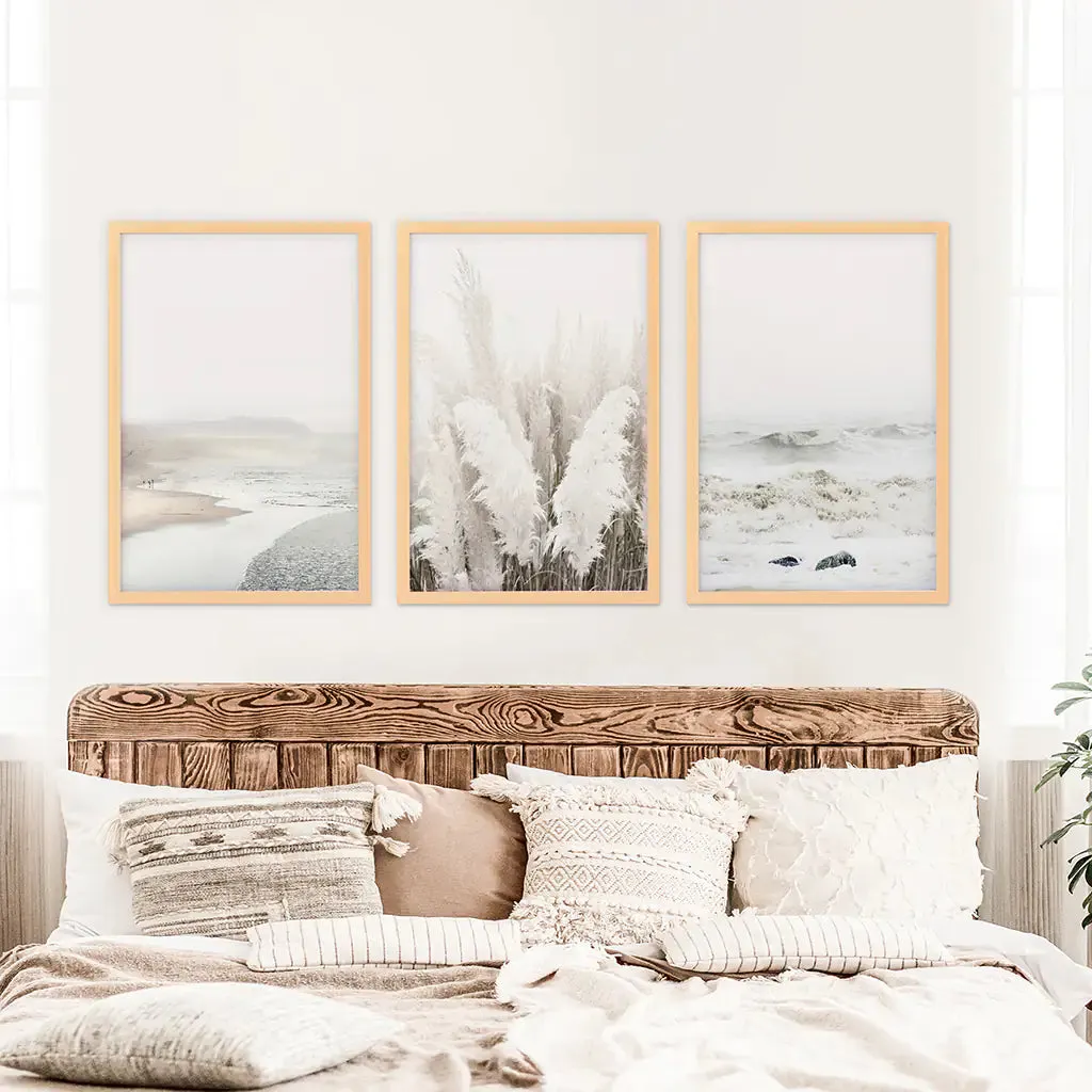 Beige Boho Beach Wall Art. Set of 3 Prints