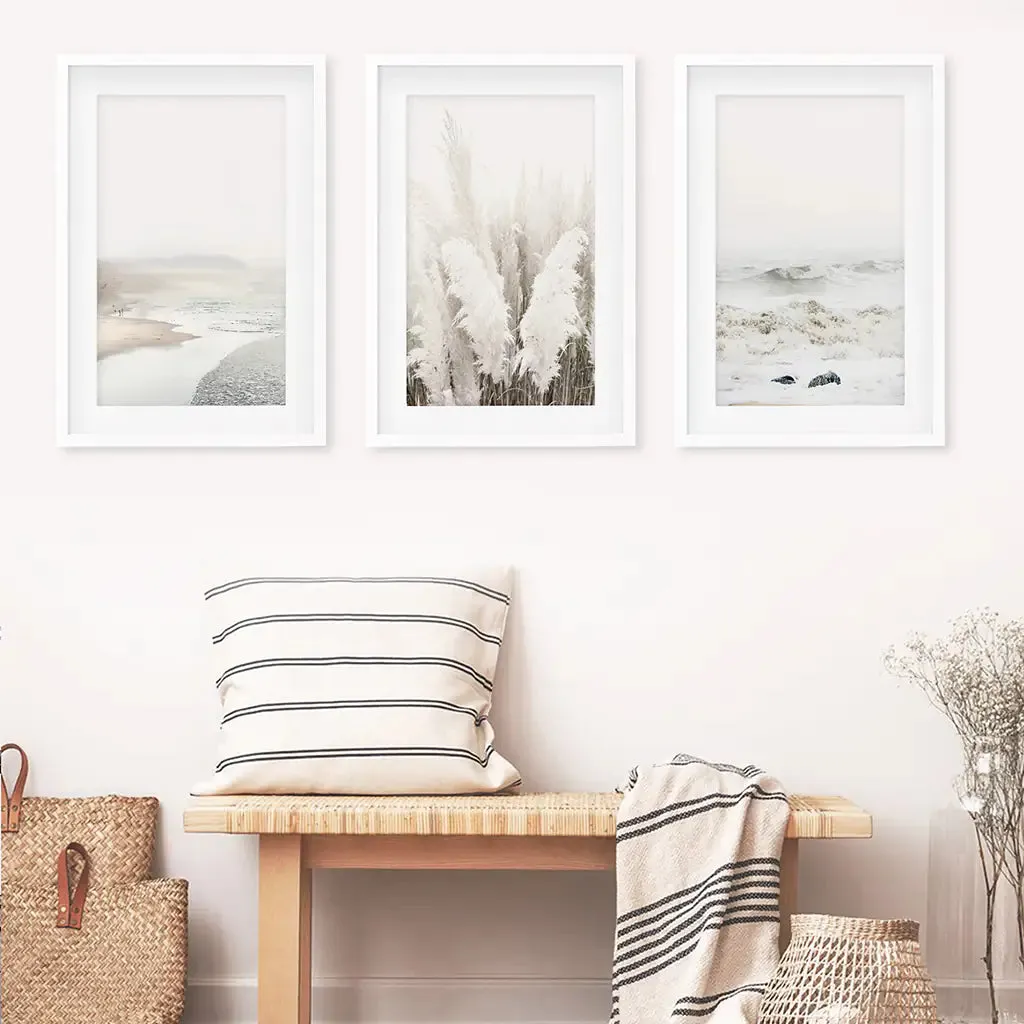 Beige Boho Beach Wall Art. Set of 3 Prints