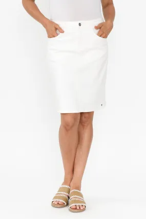 Belle White Stretch Denim Skirt