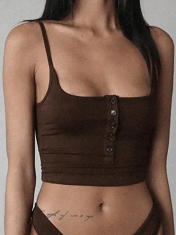 BerryBetty - Button Front Crop Cami Top