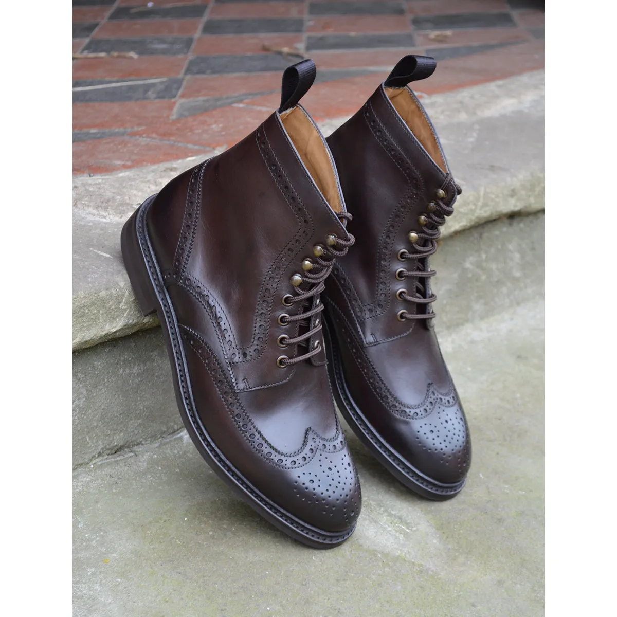 Berwick 1707 Brogue Boot (322) -Moka