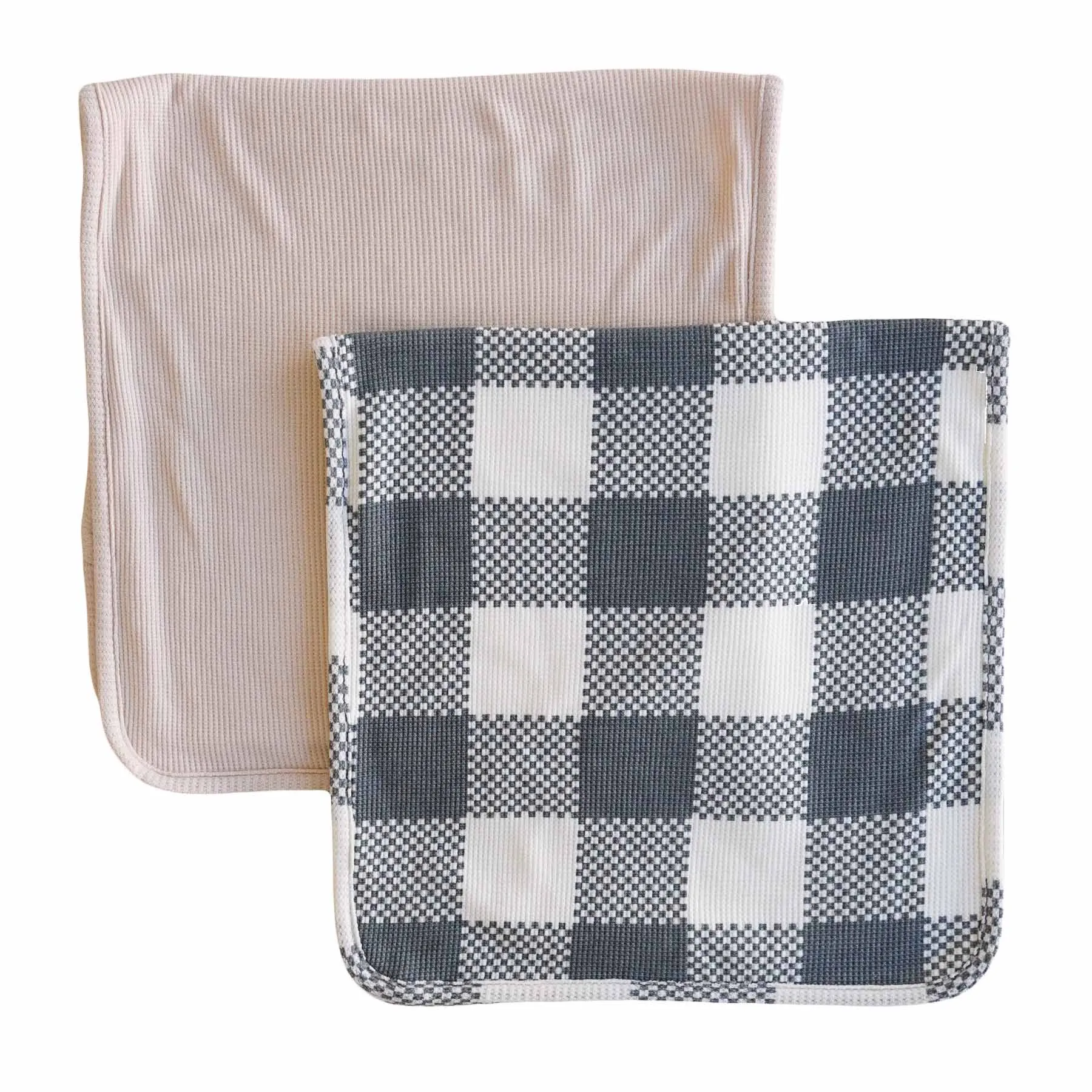 Big Check Waffle Bamboo 2pc Burp Cloth Set | Denim