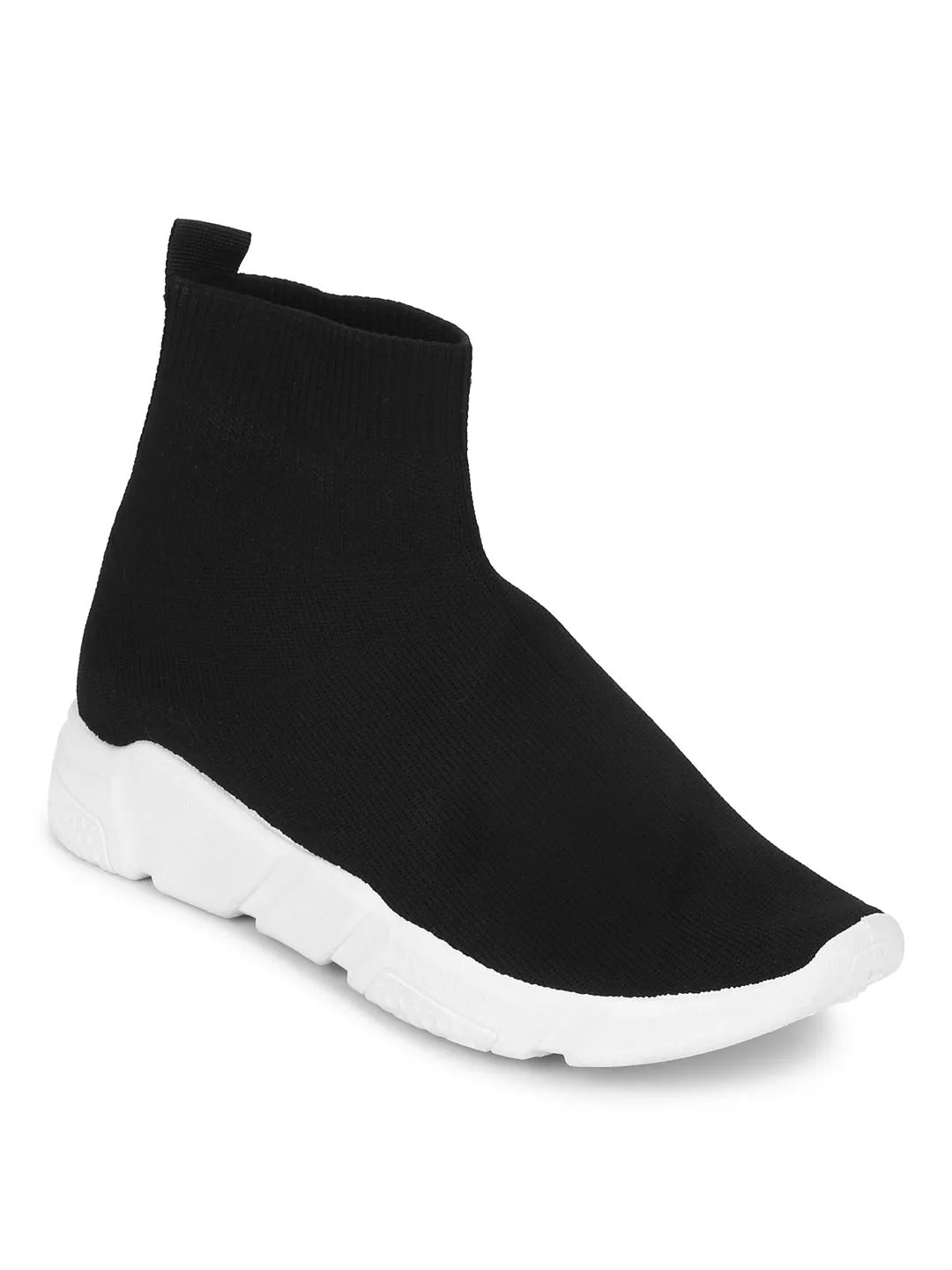 Black Knitted Slip-On Sneakers