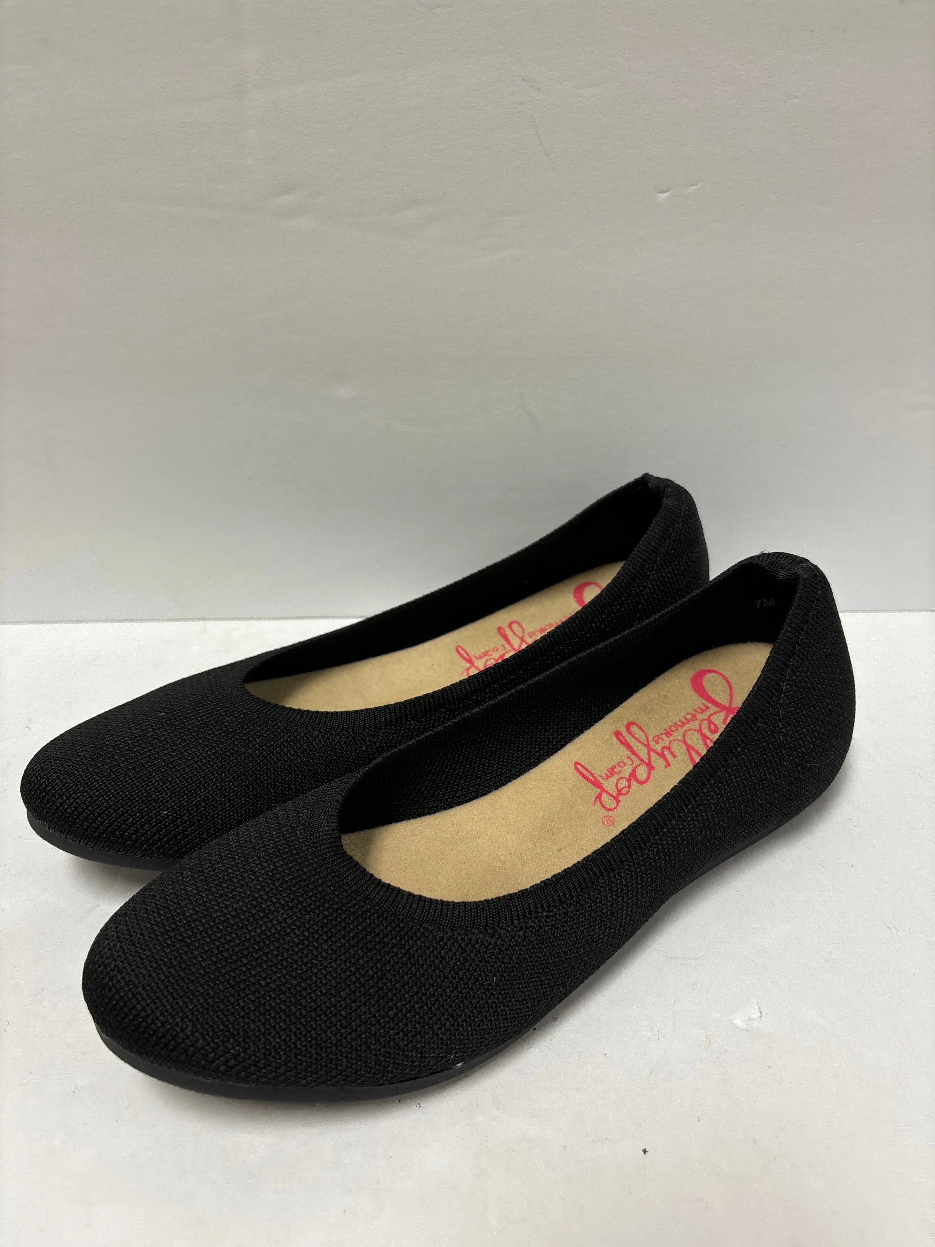 Black Shoes Flats Jelly Pop, Size 7