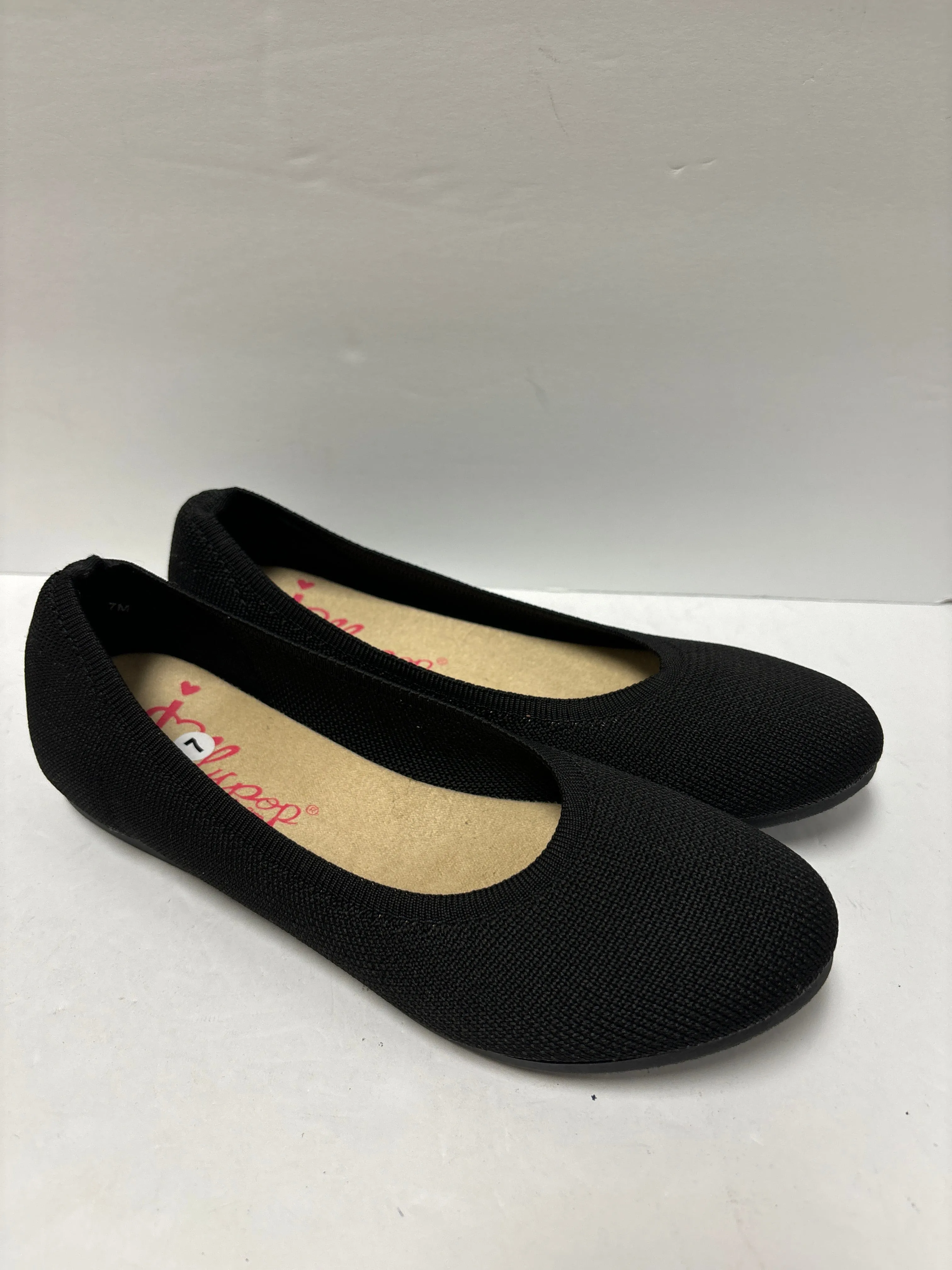 Black Shoes Flats Jelly Pop, Size 7