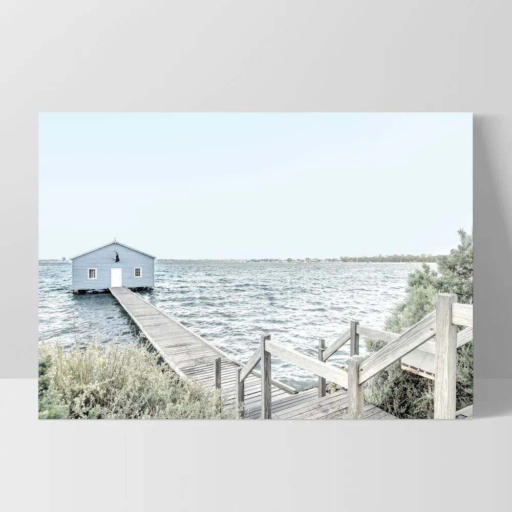 Blue Boat House View - Art Print