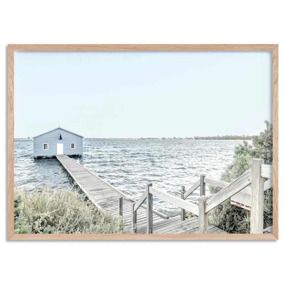 Blue Boat House View - Art Print