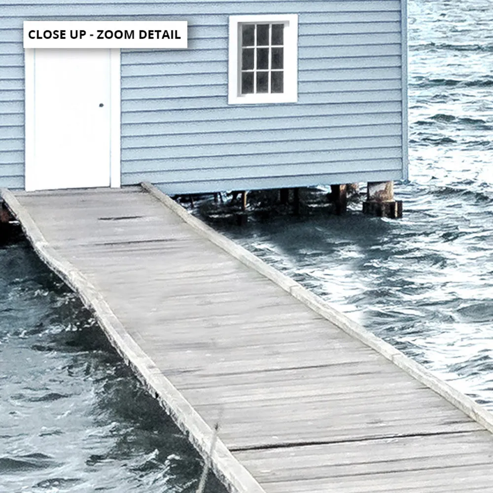 Blue Boat House View - Art Print