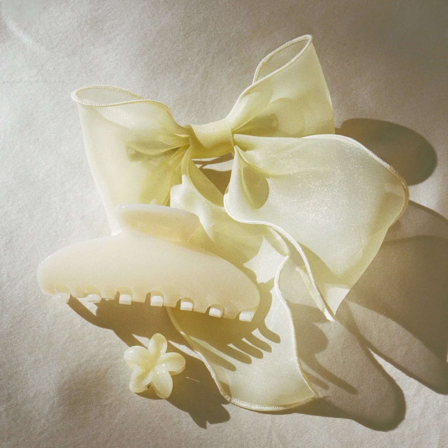 Bow Barrette in Pale Yellow