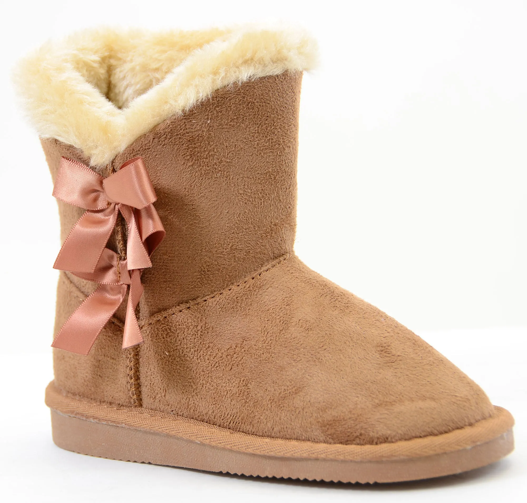 Bows Shearling Vegan Fur Suede Girls Boots KIDS