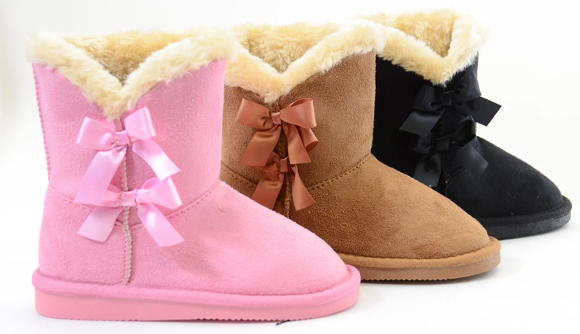 Bows Shearling Vegan Fur Suede Girls Boots KIDS