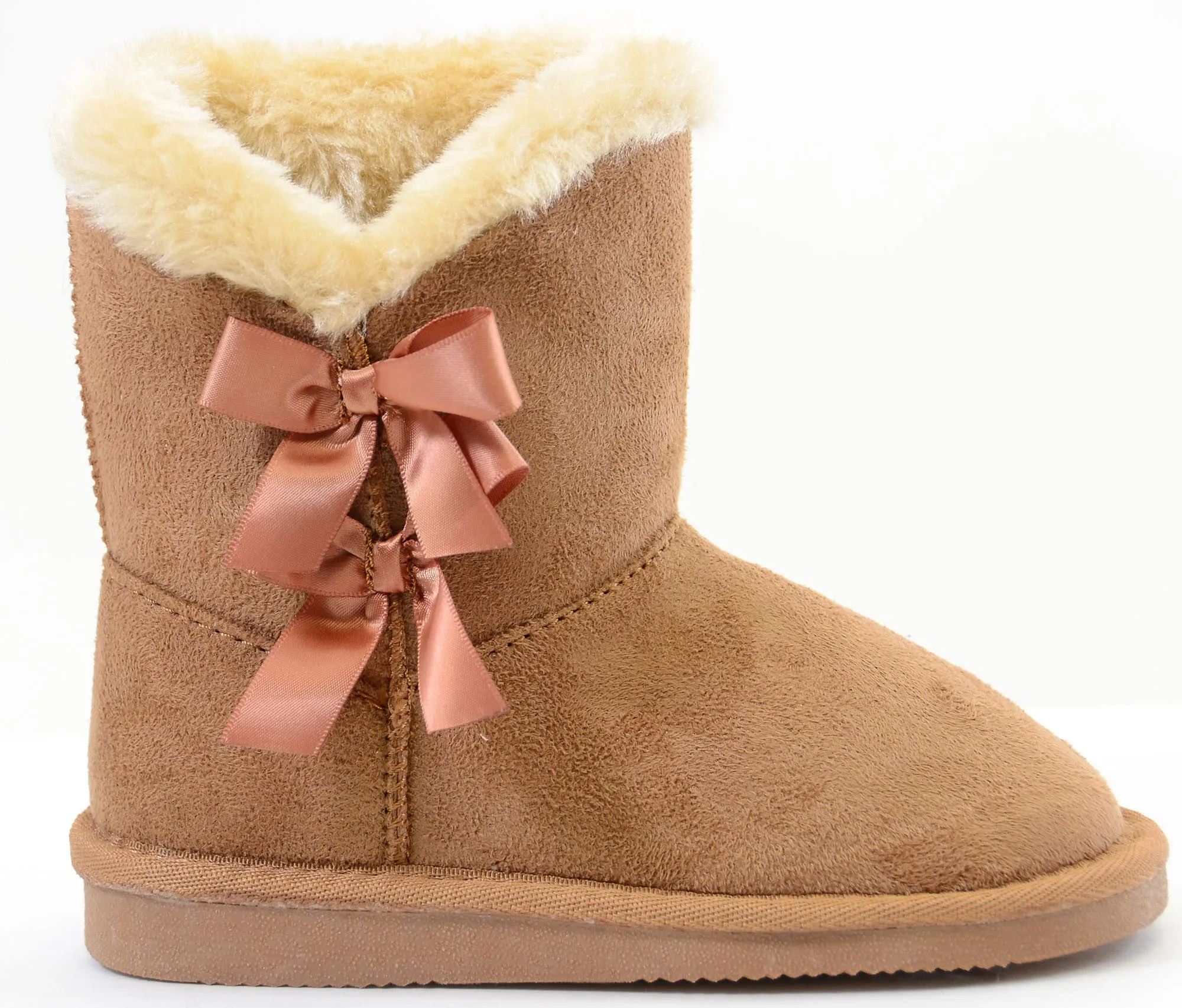 Bows Shearling Vegan Fur Suede Girls Boots KIDS