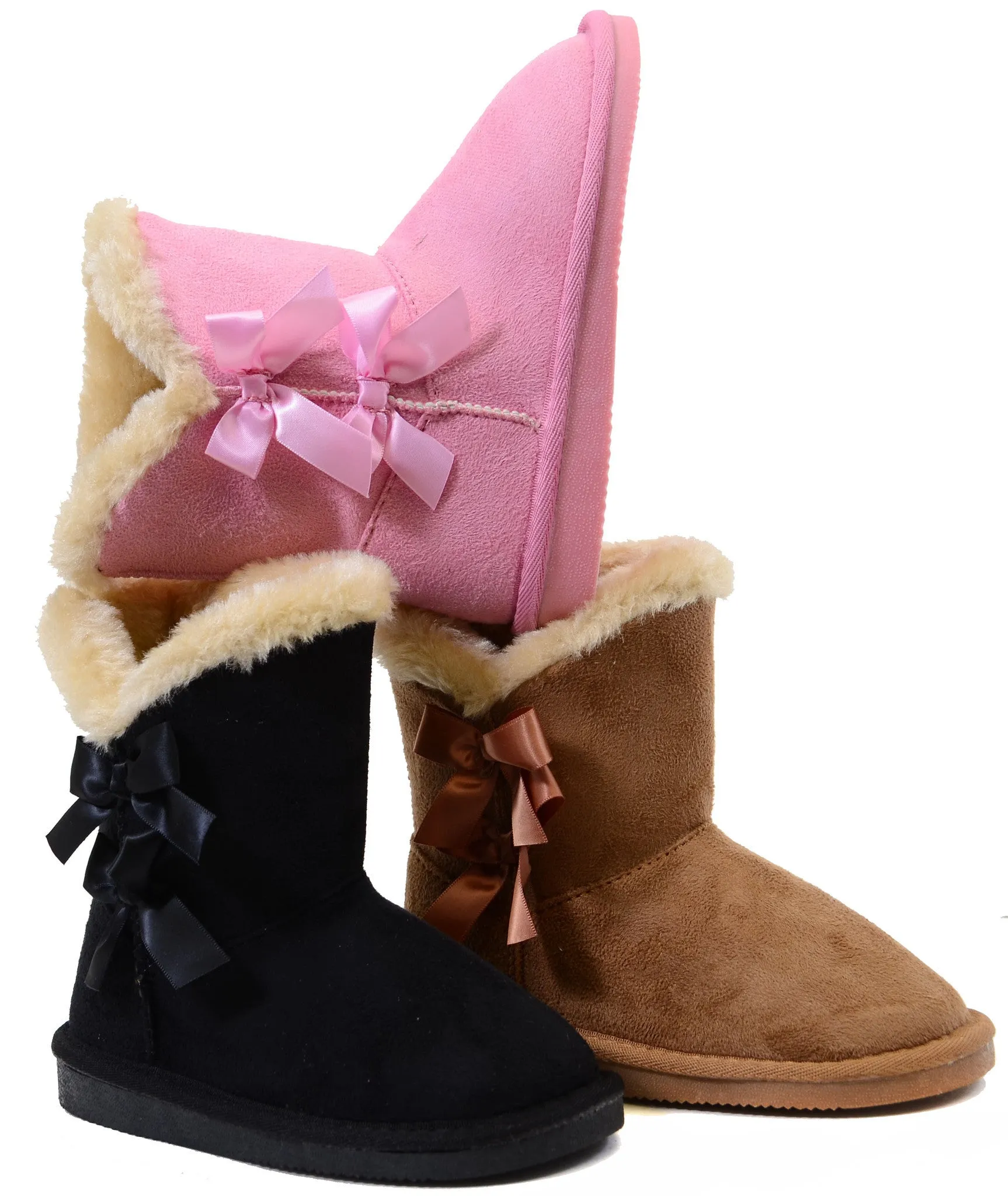 Bows Shearling Vegan Fur Suede Girls Boots KIDS