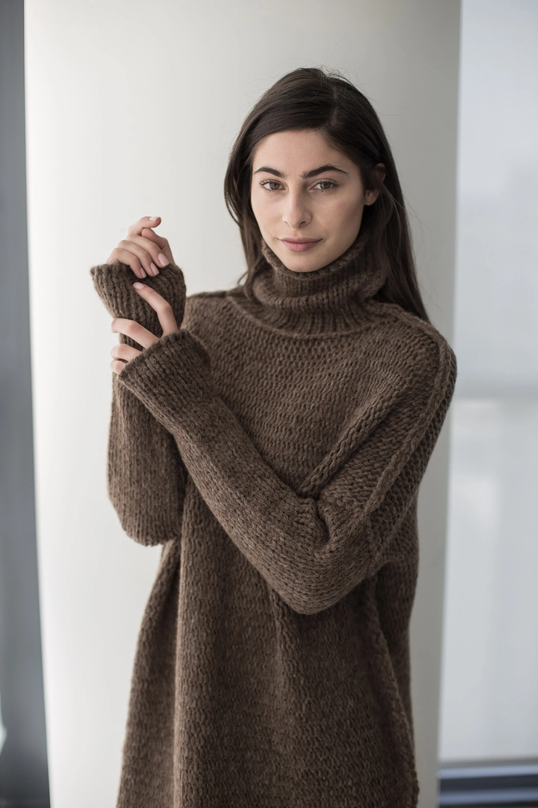 Brown alpaca wool knit  sweater.