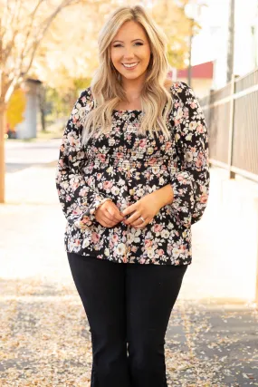 Busy Night Out Blouse, Black-Taupe