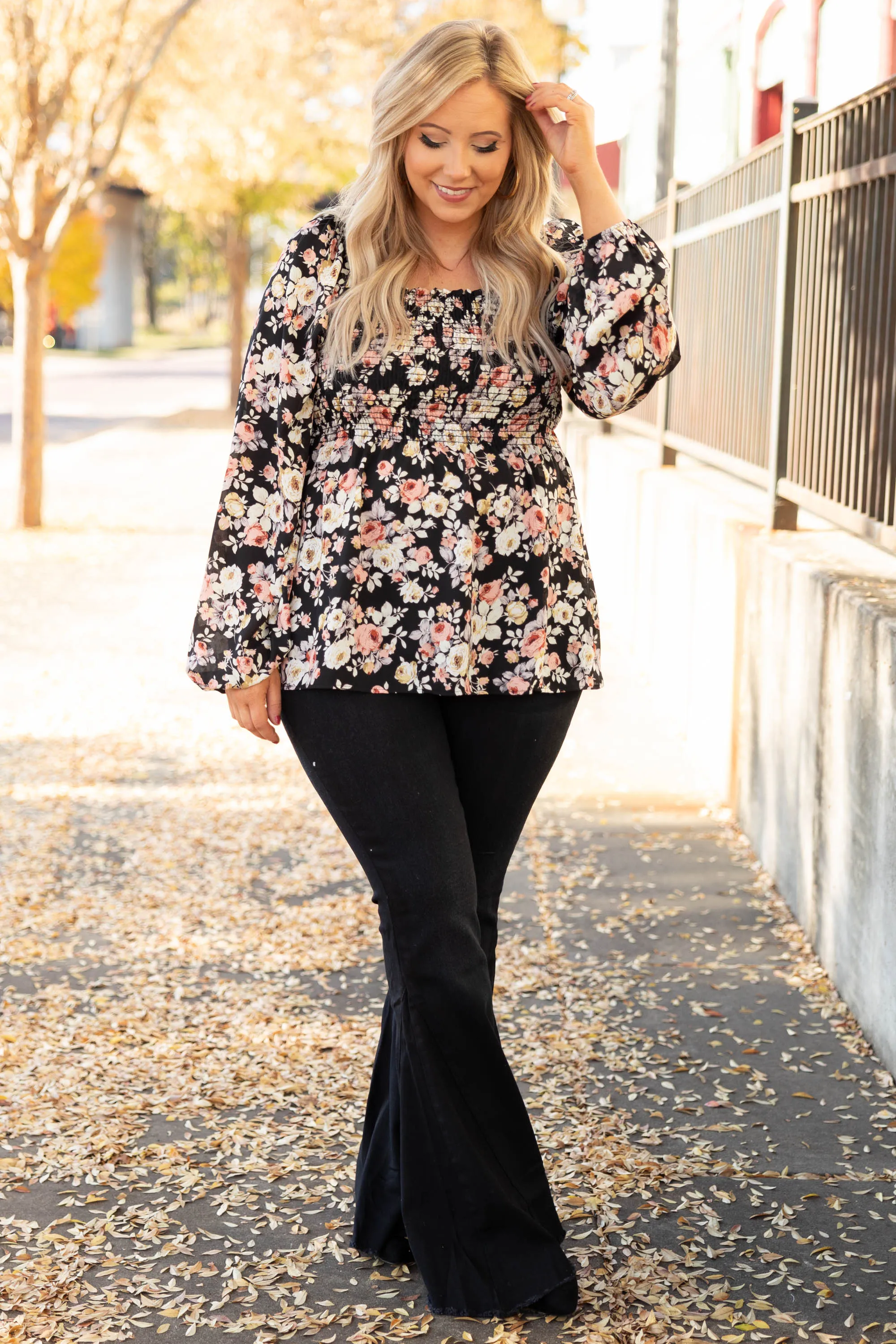 Busy Night Out Blouse, Black-Taupe