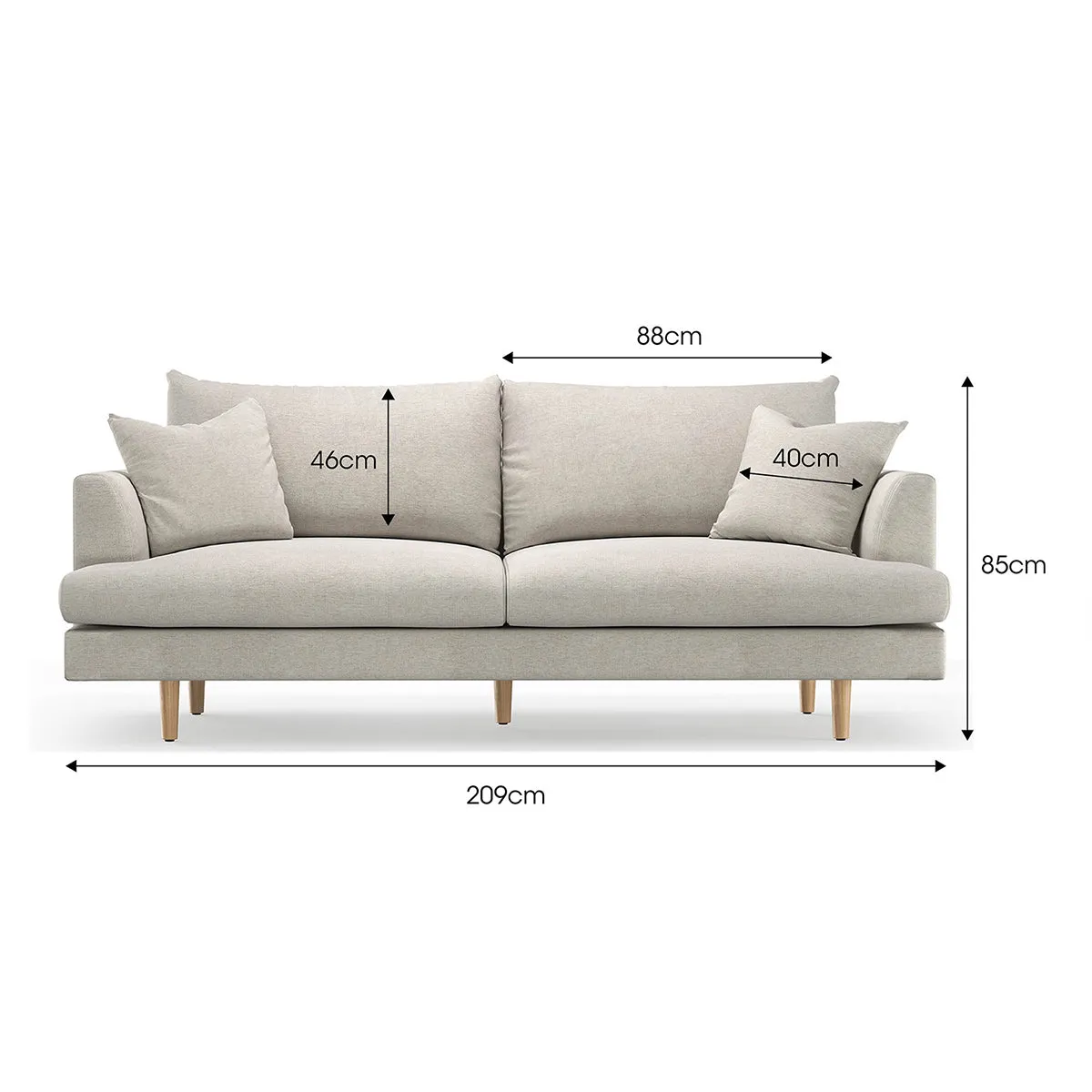 Byron Fabric 3 Seater Sofa