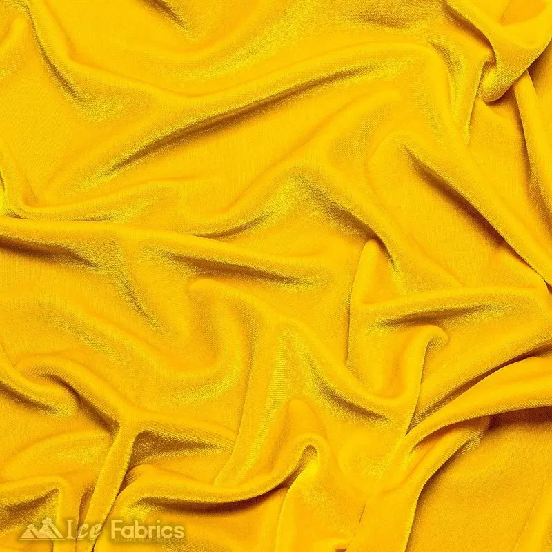 Canary Yellow Stretch Velvet Fabric Soft and Smooth