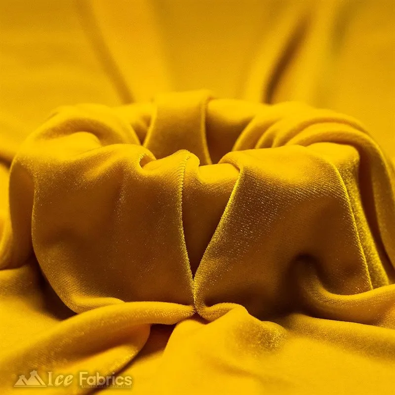 Canary Yellow Stretch Velvet Fabric Soft and Smooth