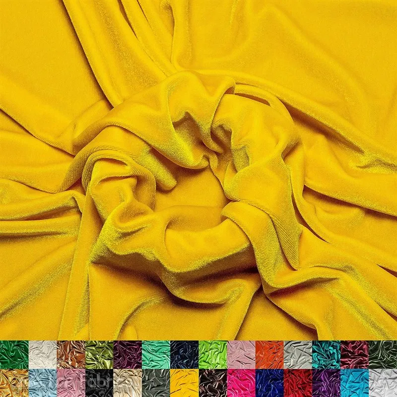 Canary Yellow Stretch Velvet Fabric Soft and Smooth