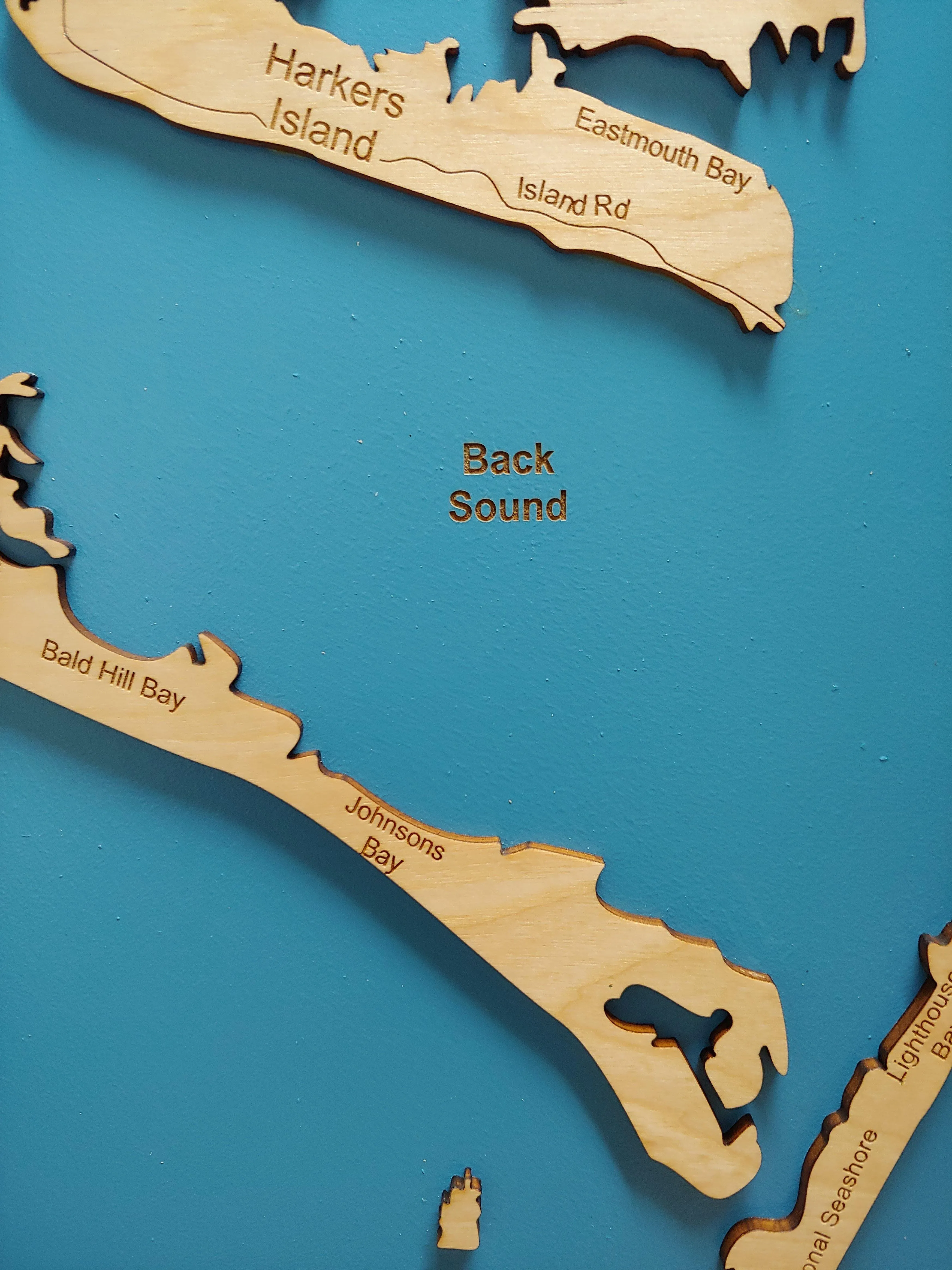 Cape Lookout, Southern Outer Banks, NC - laser cut wood map