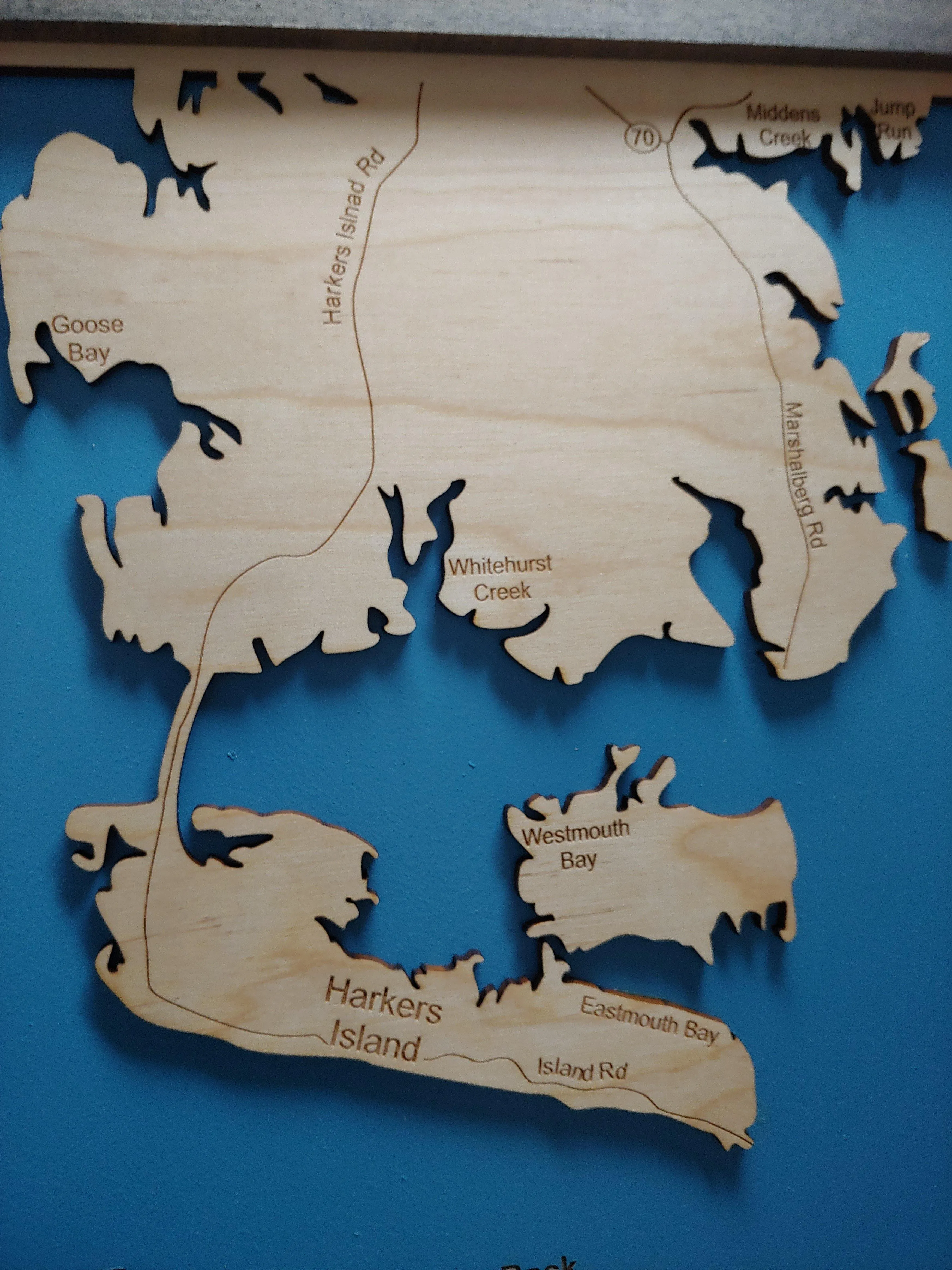 Cape Lookout, Southern Outer Banks, NC - laser cut wood map