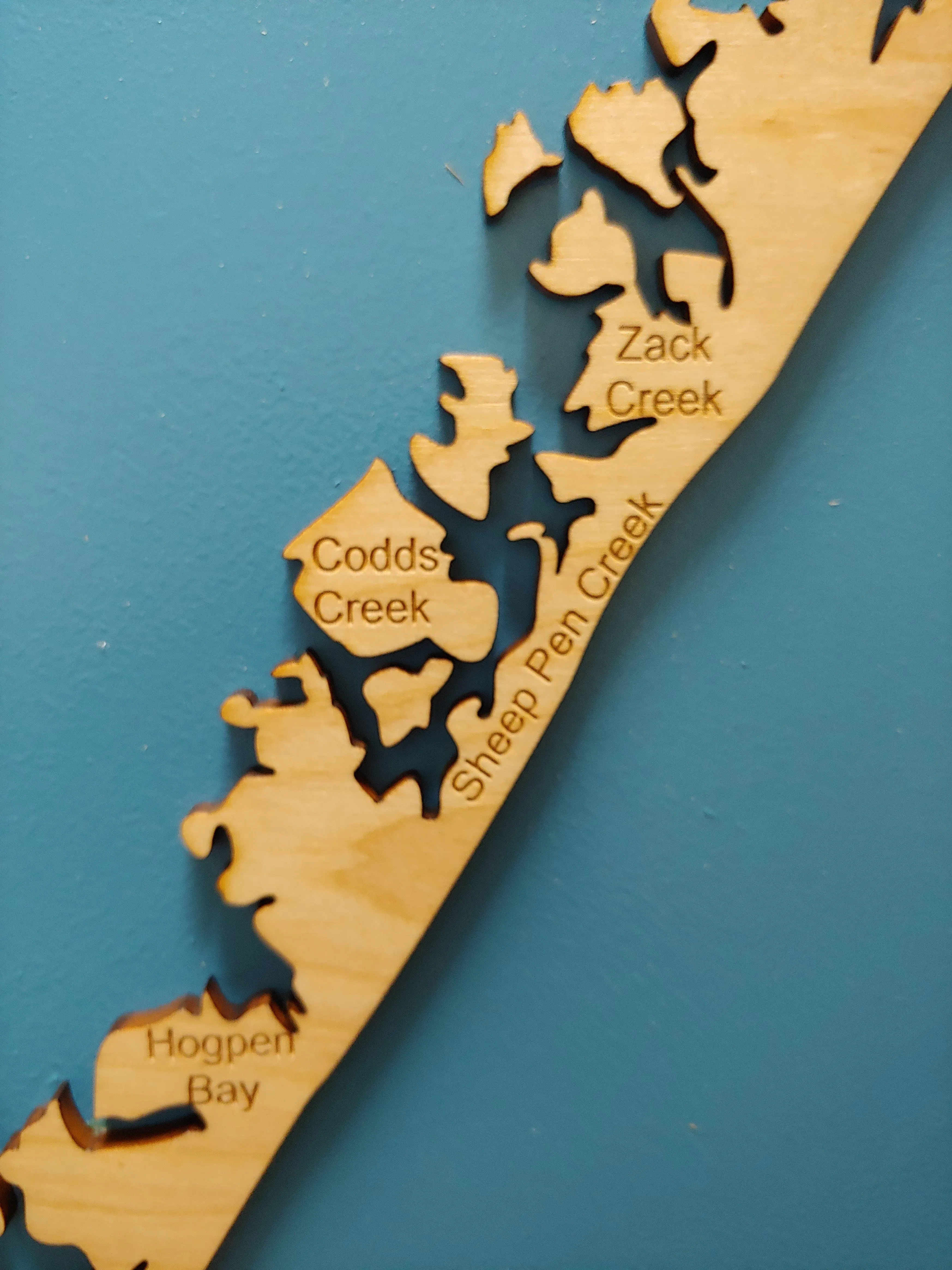 Cape Lookout, Southern Outer Banks, NC - laser cut wood map