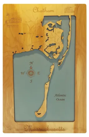 Chatham, Massachusetts - Coastal Map - laser cut wood map